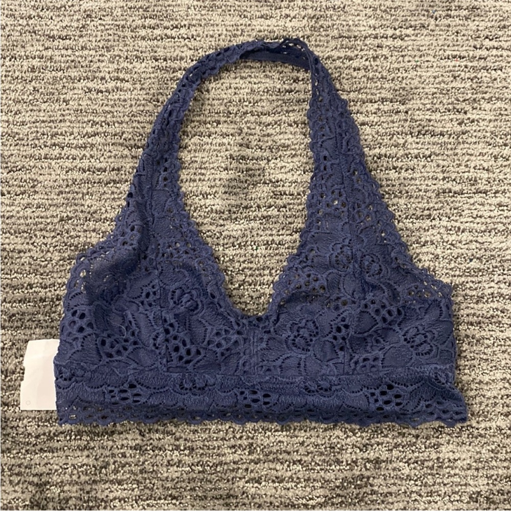Aerie Lace Halter Bralette in Blue